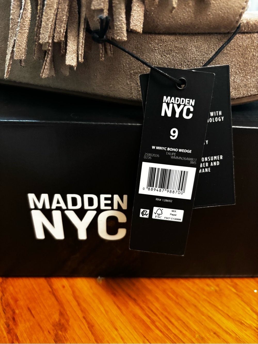NWT Madden NYC Taupe Fringe Boho Wedges - Picture 4 of 5